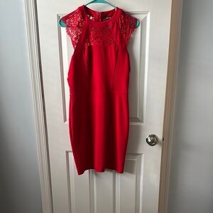 Express Red Halter Sheath Mini Dress